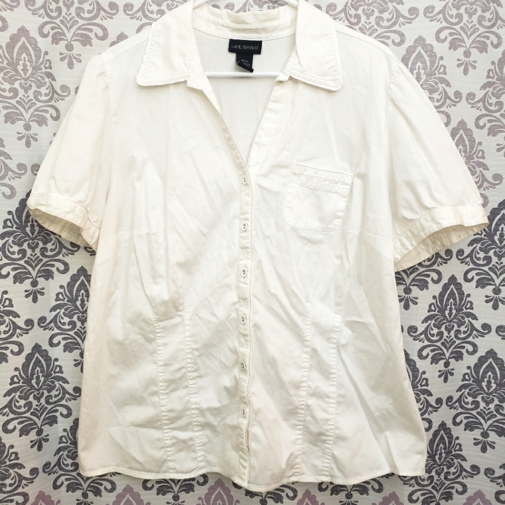 Short-Sleeve Button-Down Blouse